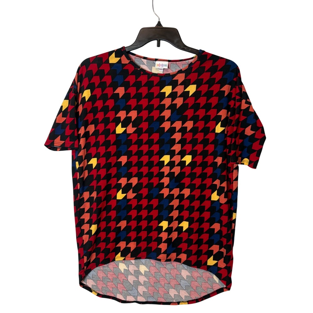 LuLaRoe Irma Tunic Top XXS Oversized Made in USA Red Retro 60s Geometric Top